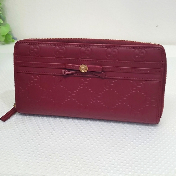 🇮🇹Gucci Guccisima GG Embossed Leather Burgundy Continental Wallet - Picture 4 of 17